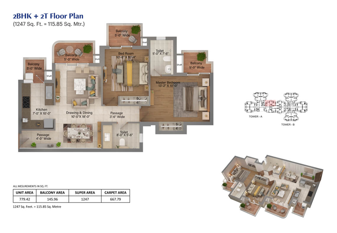 2BHK Floor Plan