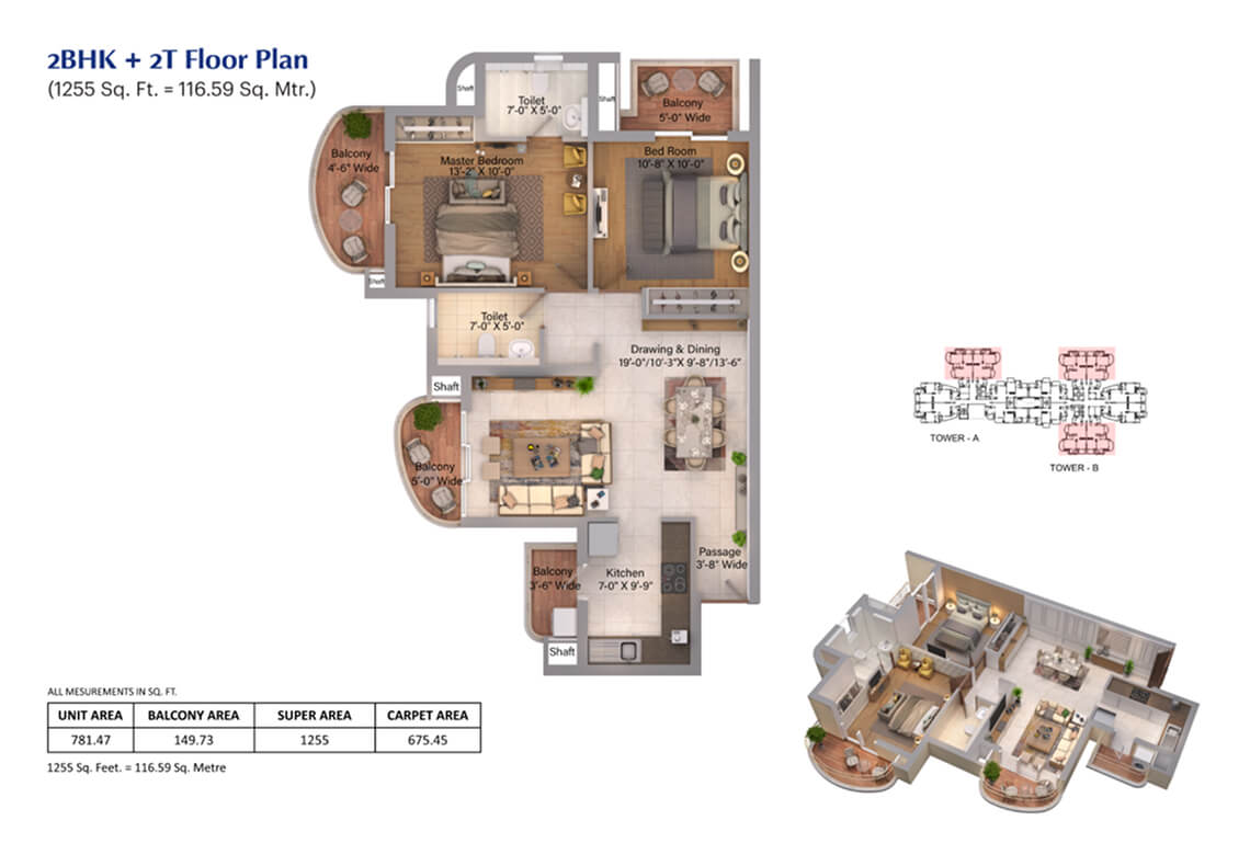2BHK Floor Plan